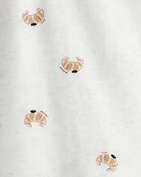 Toddler Girl  Croissant Print Long Sleeve Tee - Cream