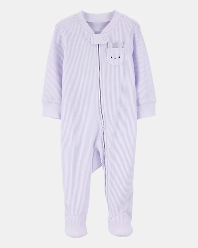 Baby Girl Bunny 2-Way Zip Ribbed Sleeper pyjamas