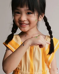 Toddler Girl Ruffle Sleeve Romper Stripes - Yellow