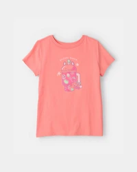 Girls 'Sticker Queen' Graphic Tee - Orange