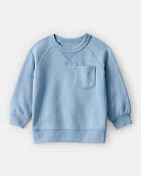 Baby Boy Solid Fleece Long-Sleeve Sweatshirt - Blue