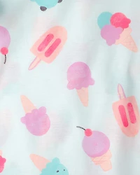 Girls 2-Pack Ice Cream Short-Sleeve Loose Fit Nightgown - Pink/Blue