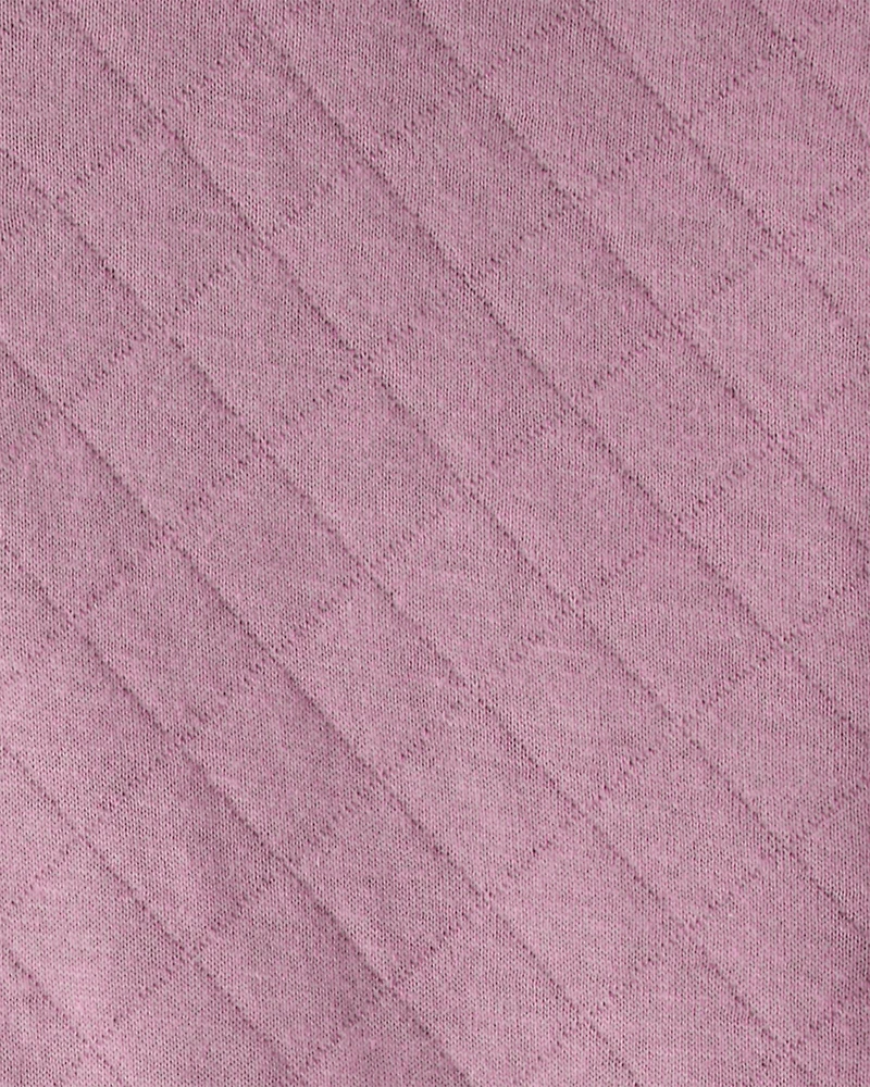 Baby Girl Quilted Quarter-Zip & Floral Legging Set - Purple