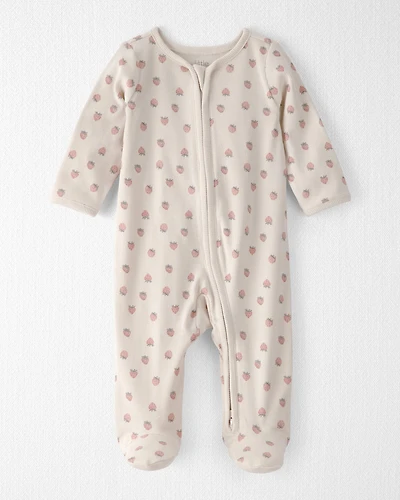 Baby Girl Organic Cotton Sleeper Pyjama Strawberry-Print