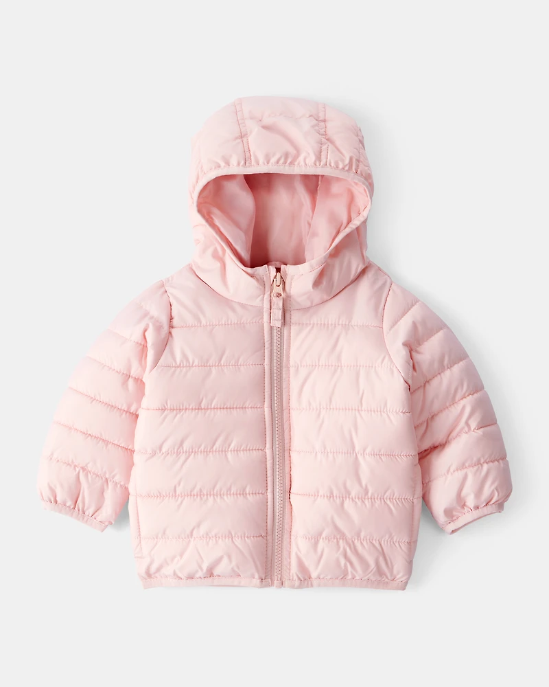 Baby Hooded Puffer Jacket - Pink