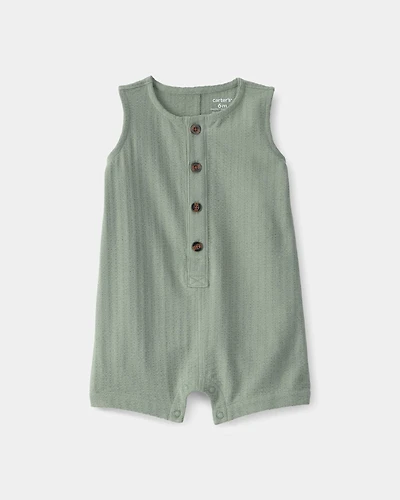 Baby Boy Solid Sleeveless Romper - Green