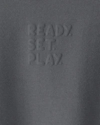 Toddler Girl 'Ready Set Play' French Terry Pullover Sweatshirt - Grey