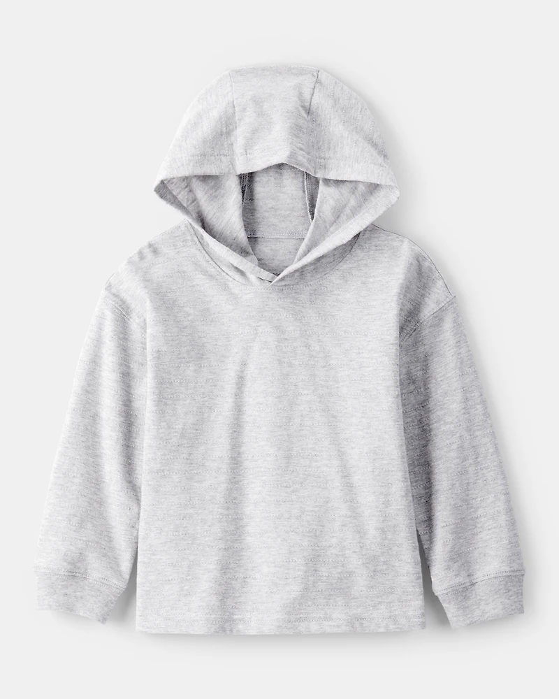Toddler Boy Cotton Long-Sleeve Hooded Top - Grey