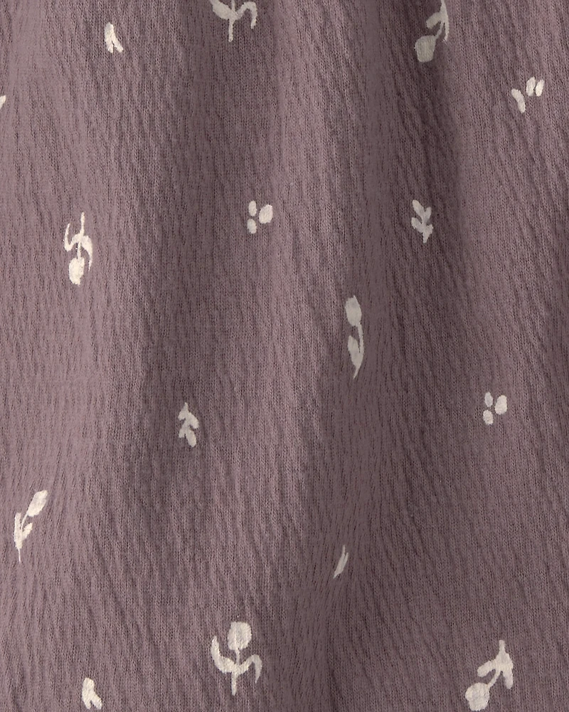 Baby Girl 2-Piece Floral Sleeveless Romper Set - Brown