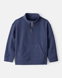 Boys Long-Sleeve Quarter-Zip Pullover Sweatshirt - Navy