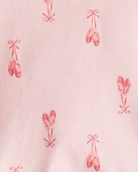 Baby Girl Ballet Slippers Long-Sleeve Peplum Top - Pink