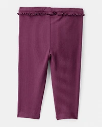 Baby Girl 2-Pack Ruffle Waist Rib Pants - Purple