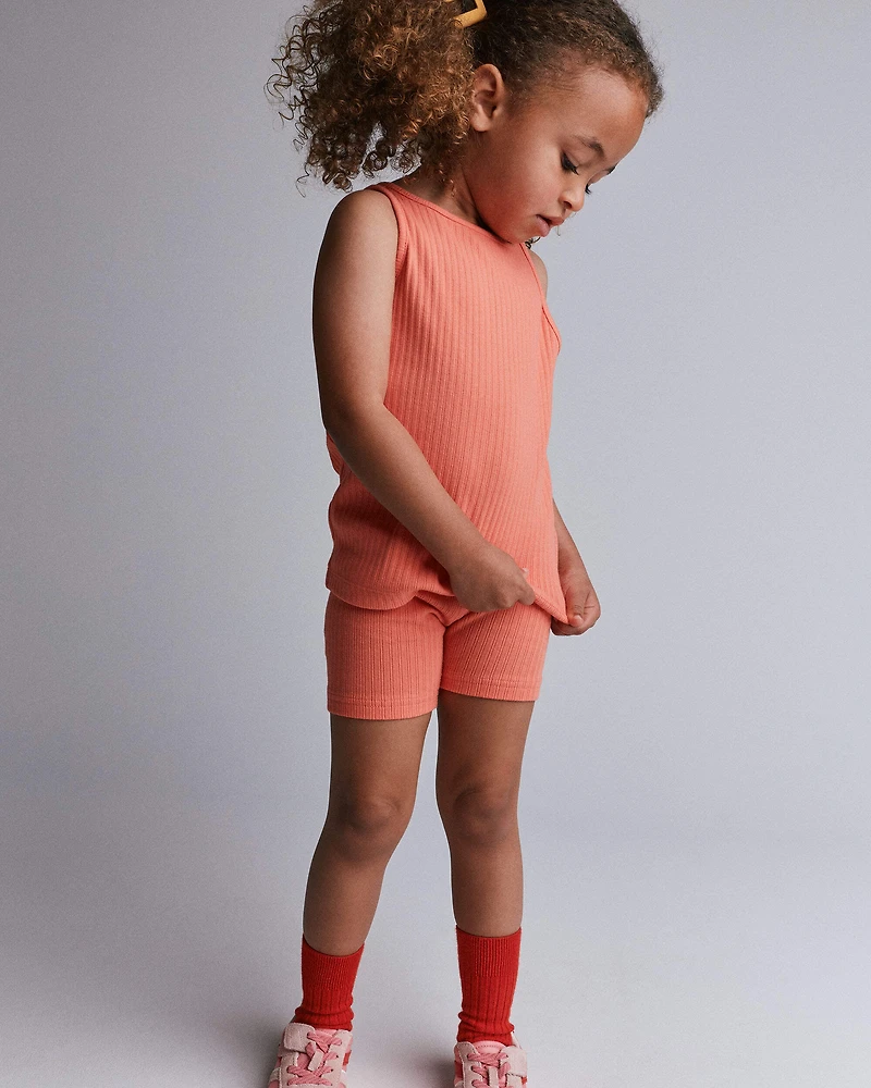 Toddler Girl Brooklyn Bike Shorts - Coral