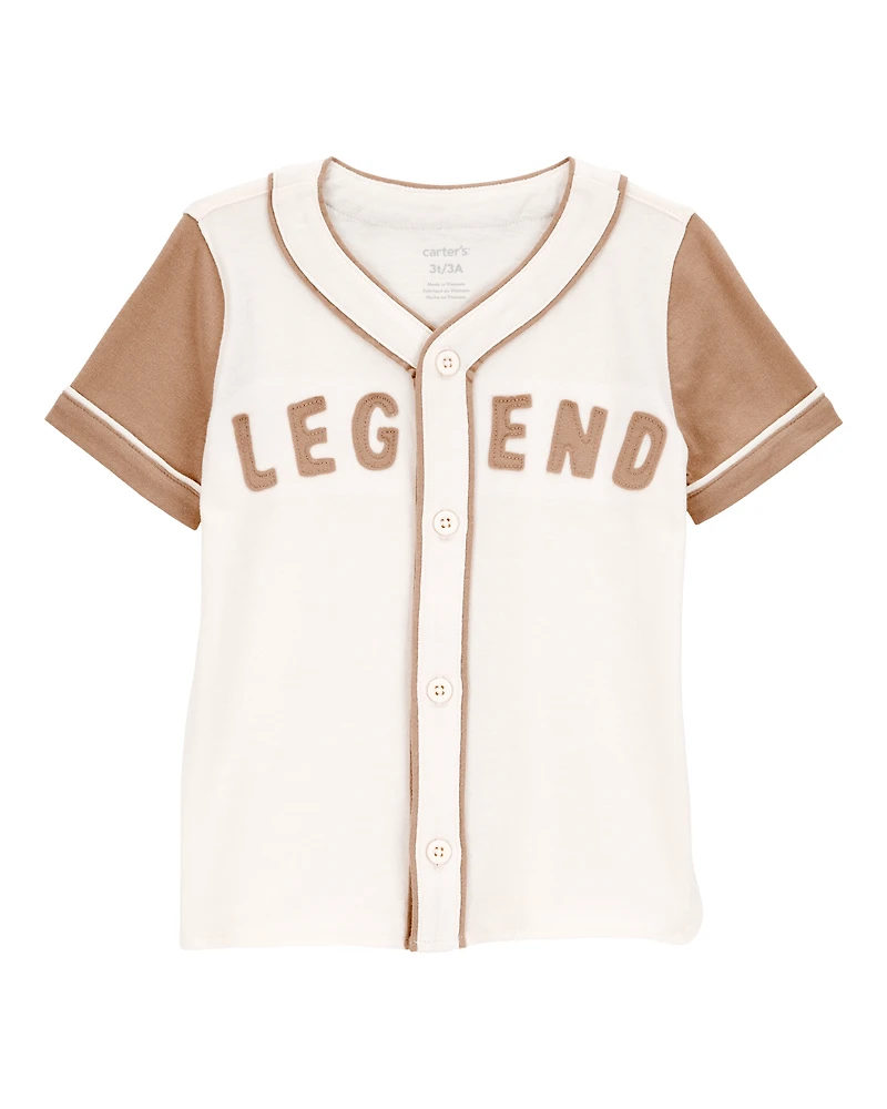 Toddler Legend Baseball Button-Down Vintage Tee