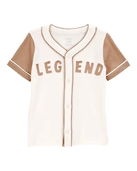Toddler Legend Baseball Button-Down Vintage Tee