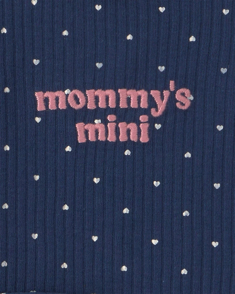 Baby Girl 2-Piece 'Mommy's Mini' Long-Sleeve Bodysuit & Pant Set - Navy Blue