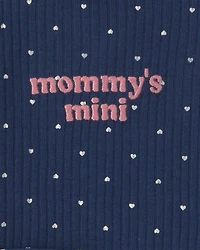 Baby Girl 2-Piece 'Mommy's Mini' Long-Sleeve Bodysuit & Pant Set - Navy Blue
