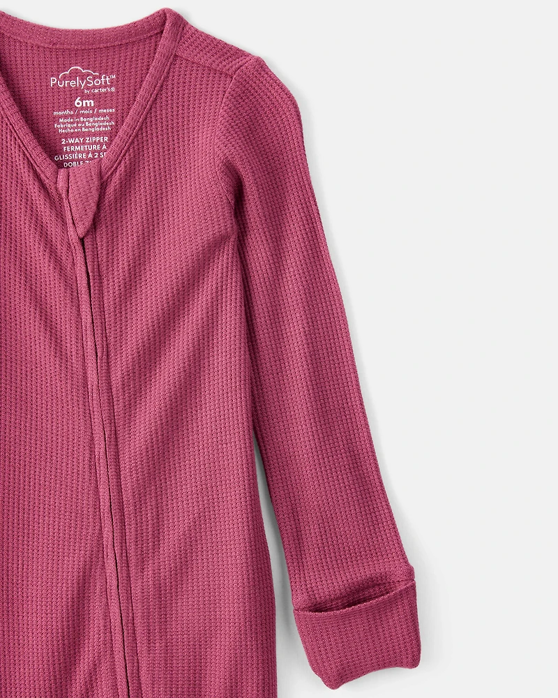 Baby Girl PurelySoft Long-Sleeve Sleeper- Pink