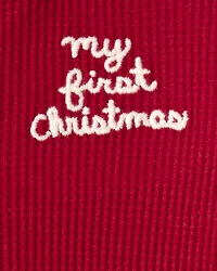 Baby My First Christmas Cotton Sleeper - Red