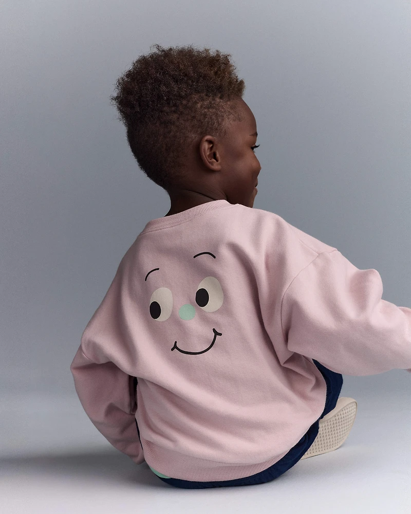 Toddler Emotions Wide-Arm Sweatshirt - Rose