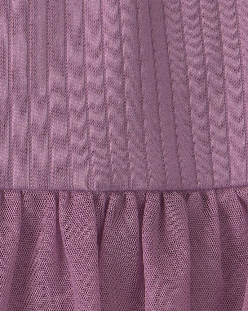 Baby Girl 2-Piece Long-Sleeve Bodysuit & Tulle Pant Set - Purple