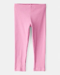 Toddler Girl Cotton Rib Pull-On Stretch Leggings - Purple