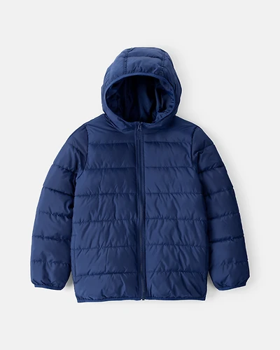 Boys Midweight Packable Puffer- Navy Blue