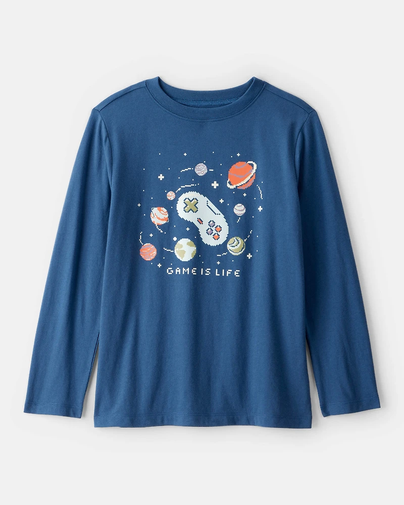 Boys Game Is Life Long-Sleeve Graphic Tee - Blue