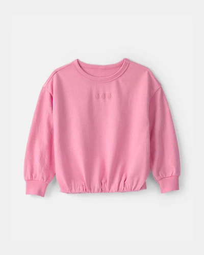 Toddler Girl Strawberry French Terry Pullover Sweatshirt - Pink