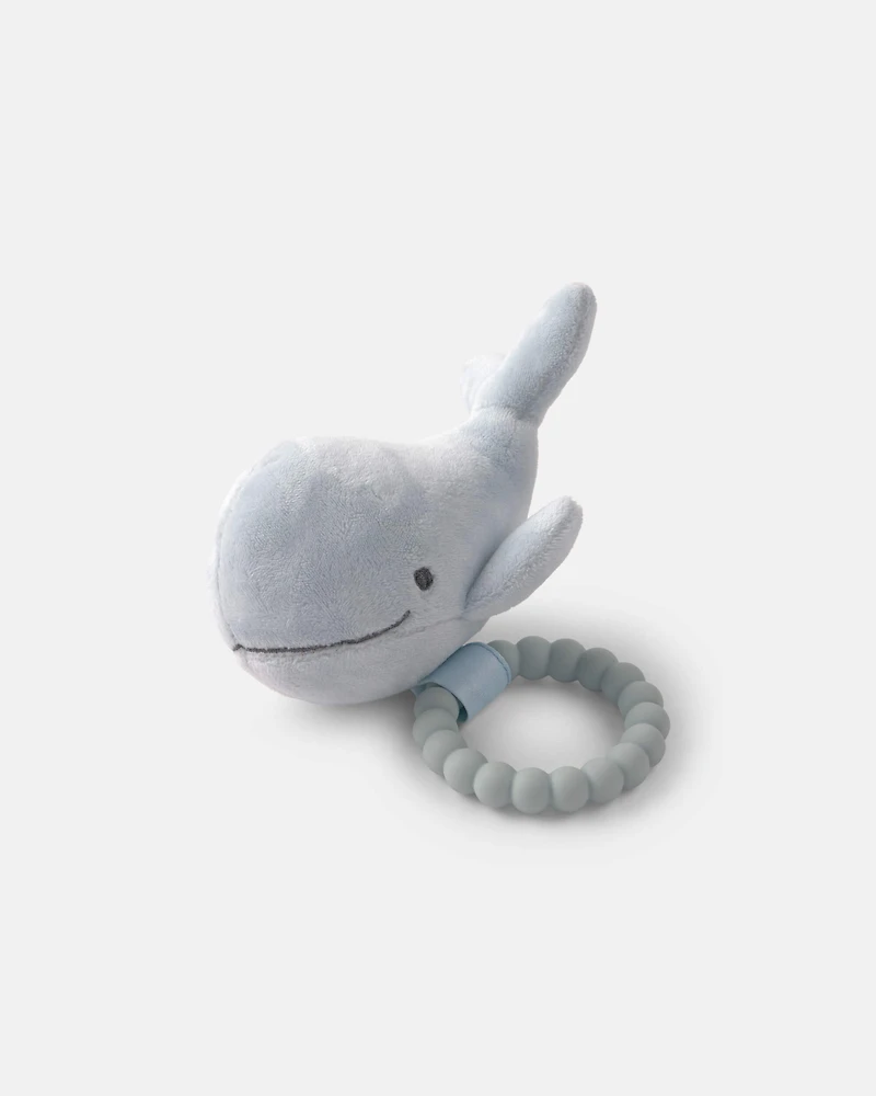 Whale Plush Teether - Blue