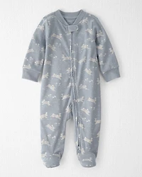 Baby Organic Cotton Sleeper Pyjama Blue Bunnies Print