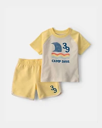 Baby Boy 2-Piece 'Camp Days' Top & Short Set - Yellow