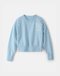 Girls 'Whatever Forever' French Terry Pullover Sweatshirt - Blue