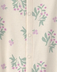 Baby Girl Floral Snug Fit Sleeper - Cream