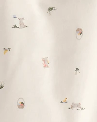 Baby Boy 2-Piece Easter Bunny Shortall Set - Blue/Cream