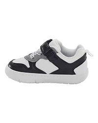 Baby Every Step® First Walker  Faux Leather Fashion Sneakers - White/Black