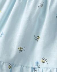 Toddler Girl 2-Piece  French Terry Top & Bee Skirt Set - Blue
