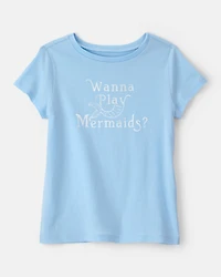 Girls Mermaid Graphic Tee - Blue