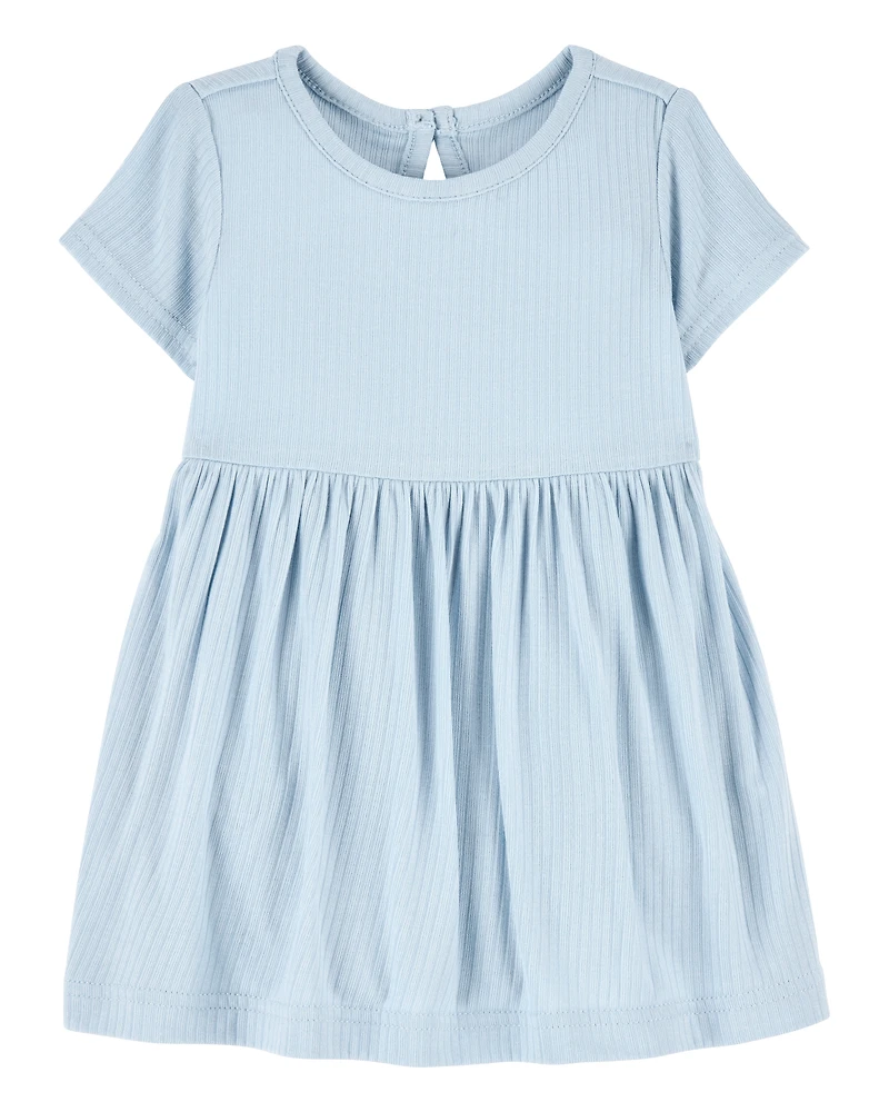 Baby Girl Solid PurelySoft Bodysuit Dress -Blue