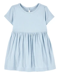 Baby Girl Solid PurelySoft Bodysuit Dress -Blue