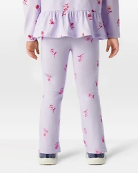 Toddler Girl Floral Cotton Flare Pull-On Stretch Leggings - Purple