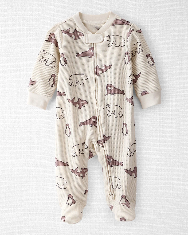 Baby Waffle Knit Sleep & Play Pyjamas Made with Organic Cotton Artic Friends Print