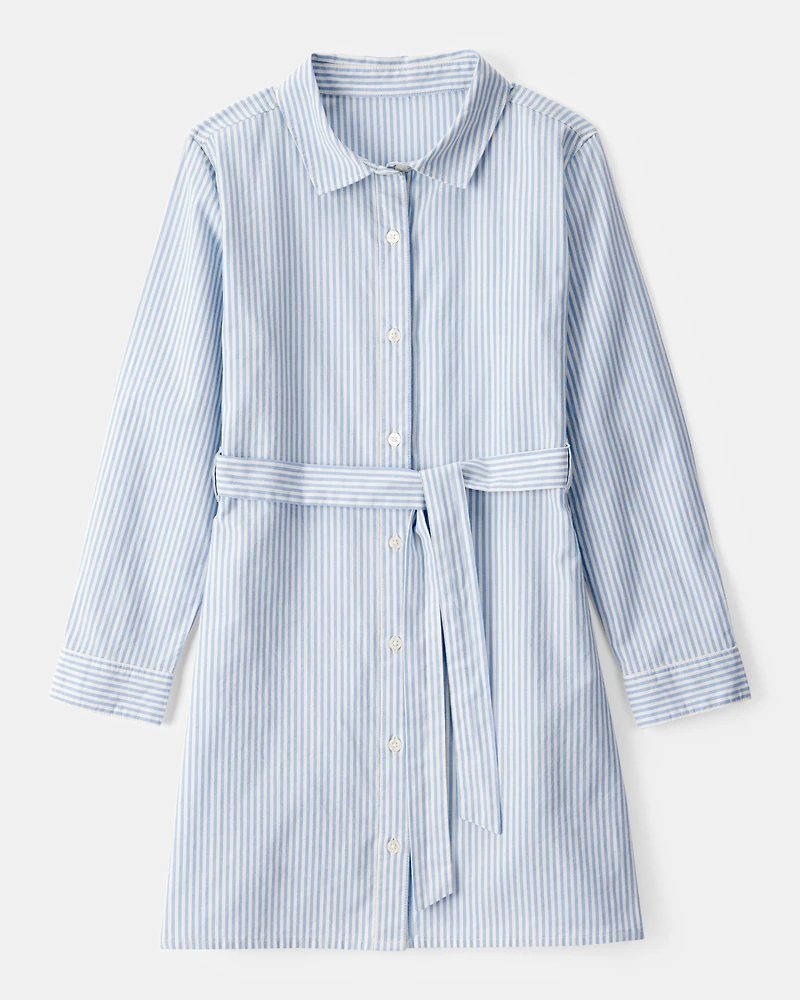 Kid Striped Long-Sleeve Shirt Dress