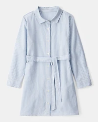 Kid Striped Long-Sleeve Shirt Dress