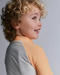 Toddler Boy Full-Zip Long-Sleeve Rashguard - Light Orange