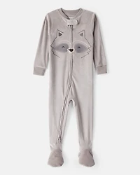 Toddler Boy Raccoon DreamPlush Long-Sleeve Snug Fit 1-Piece Pajamas - Grey