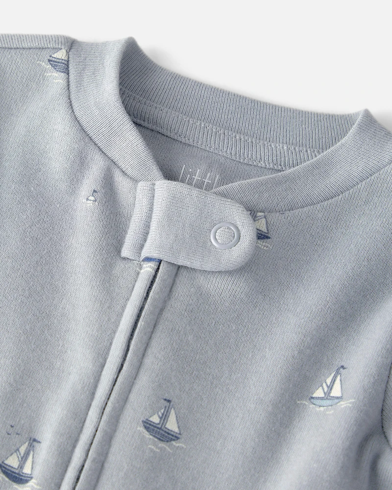 Baby Organic Cotton Sleep & Play Pyjama Sail Away Print