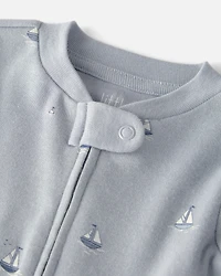 Baby Organic Cotton Sleep & Play Pyjama Sail Away Print