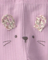 Baby Girl 3-Piece Bunny Bodysuit & Pant Set - Purple