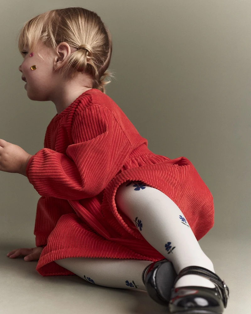 Toddler Girl Long-Sleeve Corduroy Dress - Orange